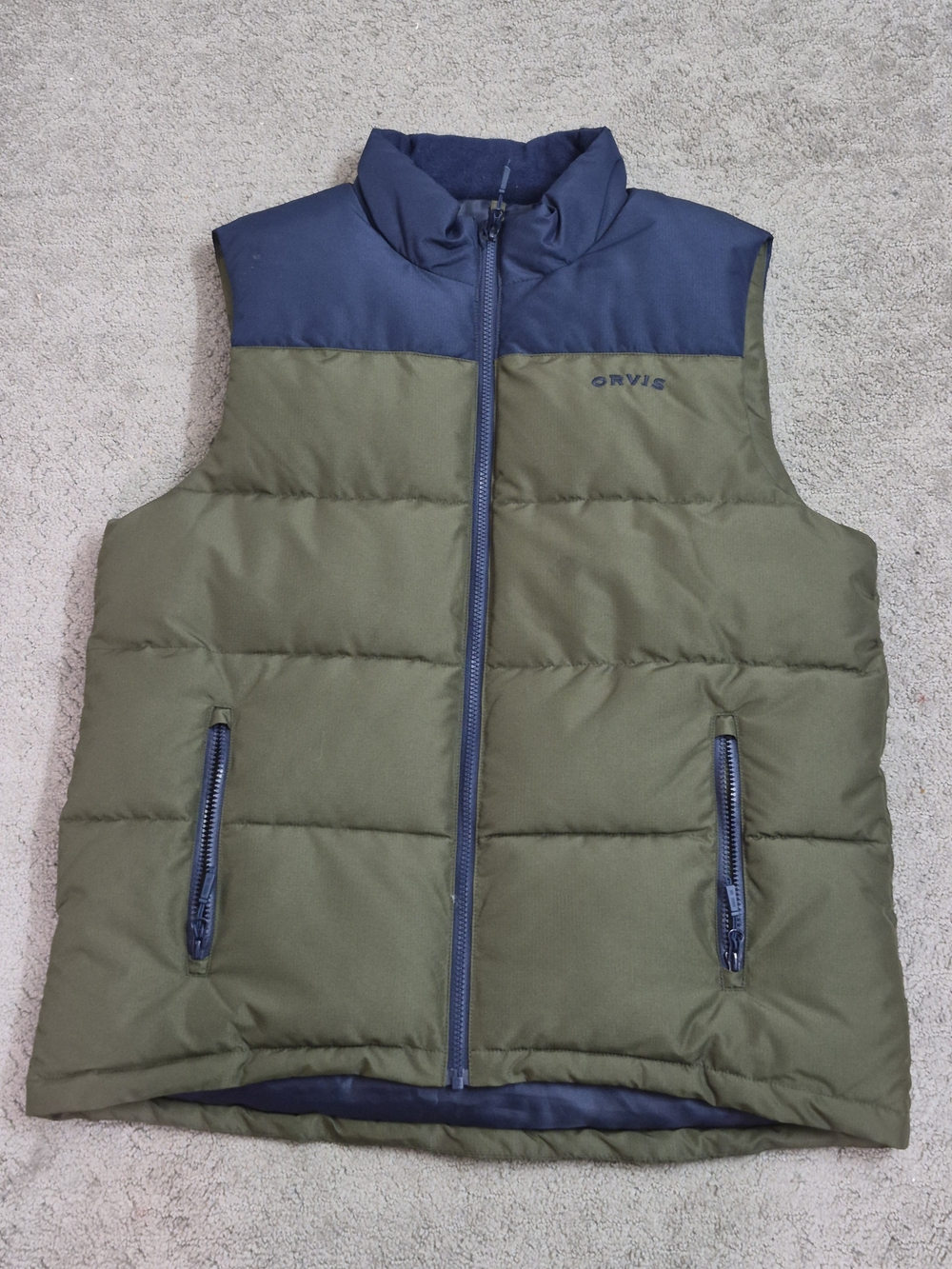 Orvis Olive & Navy Quilted Down-Style Vest
